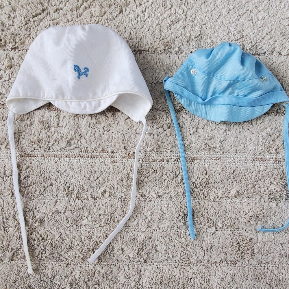 2 baby boy hats/bonnets